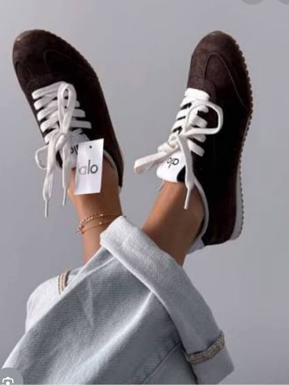 ALO Yoga Dark Brown Sunset Sneakers with White Laces